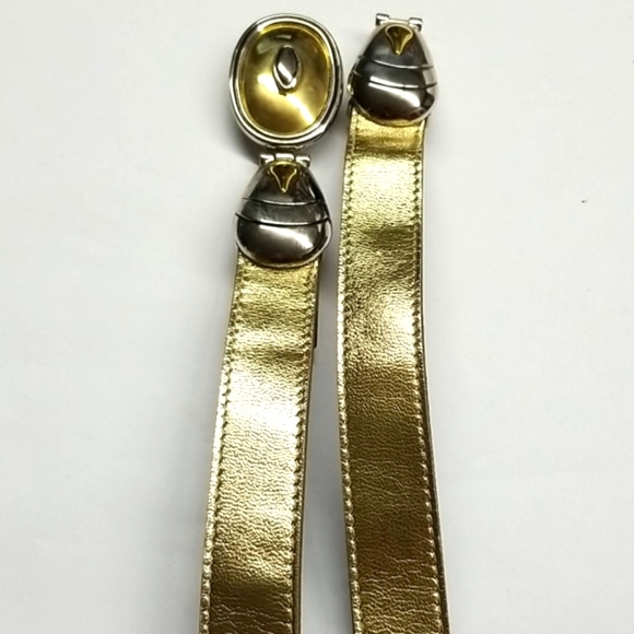 Woman's Shiny Gold Similated Leather Belt - Picture 2 of 9